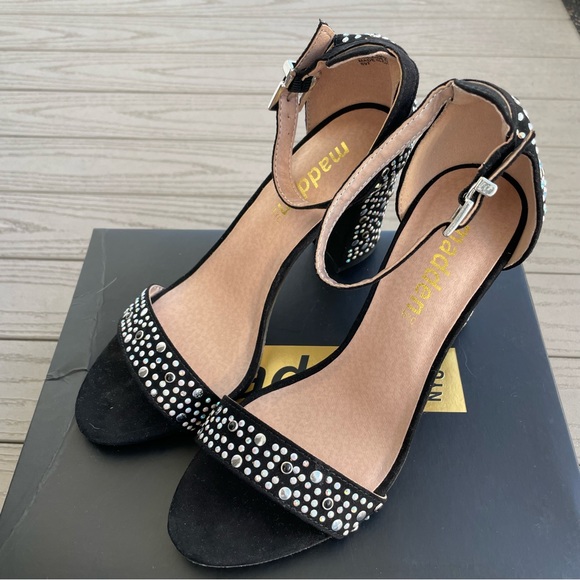Madden NYC Brigid Black Studded Embellished Block Heels 6 w/ BOX - Picture 3 of 11